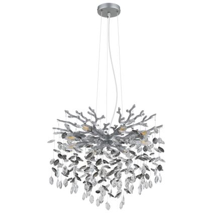 Globo - Suspension sur câble 8xE14/40W/230V argentée