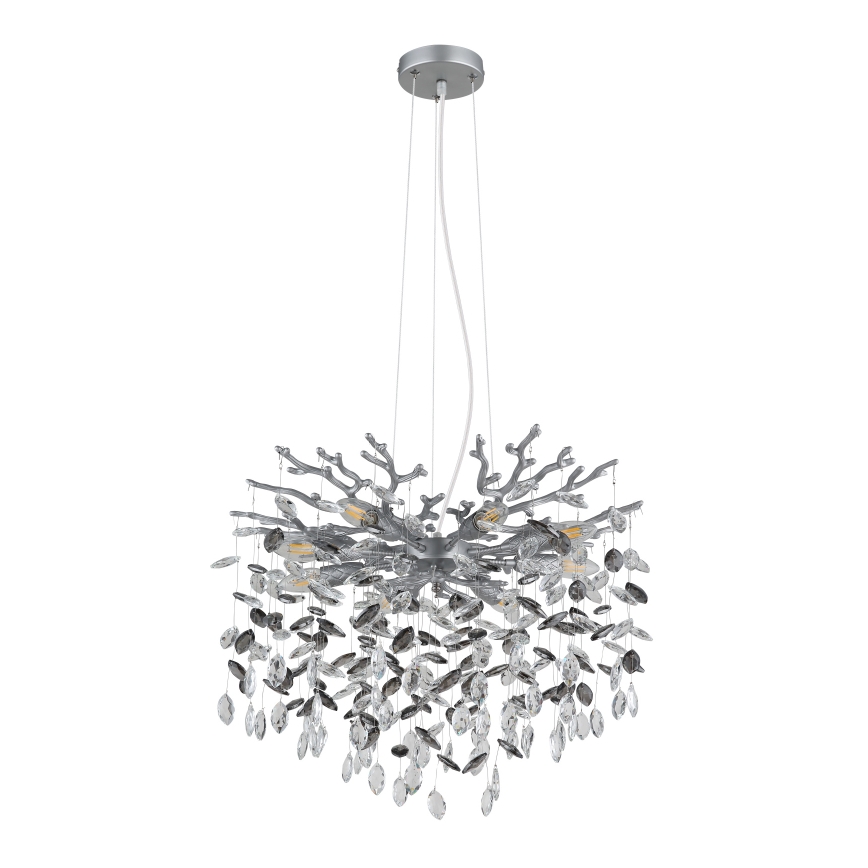 Globo - Suspension sur câble 8xE14/40W/230V argentée