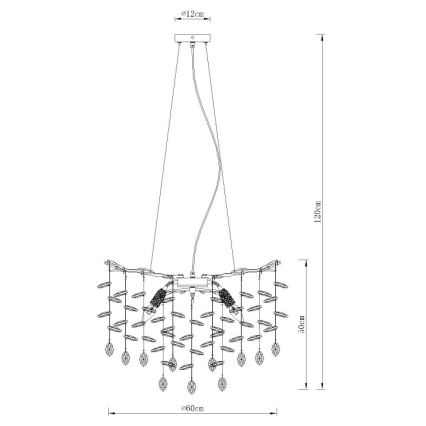 Globo - Suspension sur câble 8xE14/40W/230V argentée
