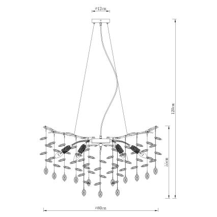 Globo - Suspension sur câble 10xE14/40W/230V dorée