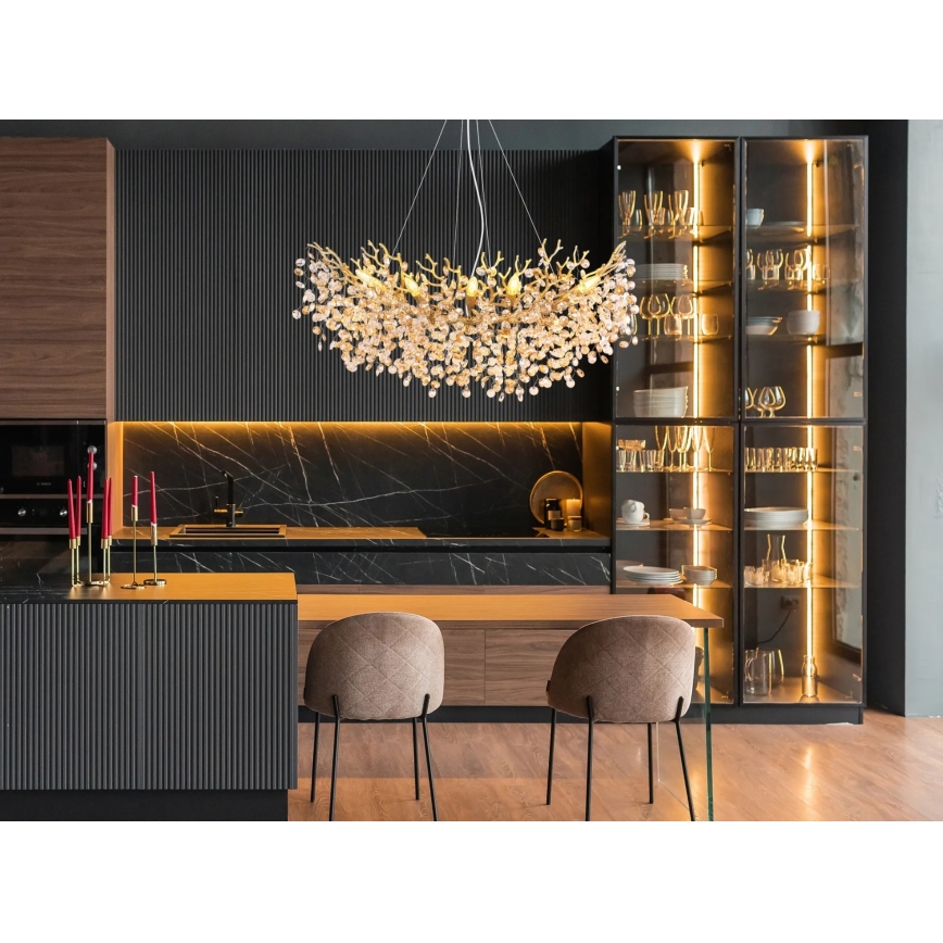 Globo - Suspension sur câble 10xE14/40W/230V dorée