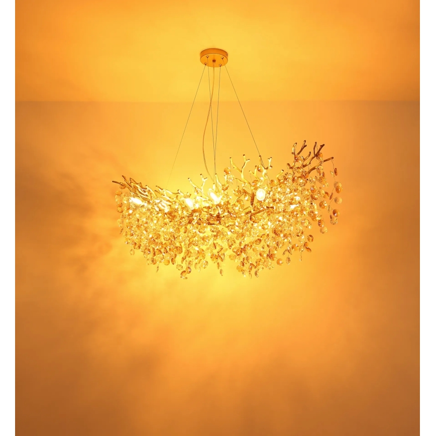 Globo - Suspension sur câble 10xE14/40W/230V dorée