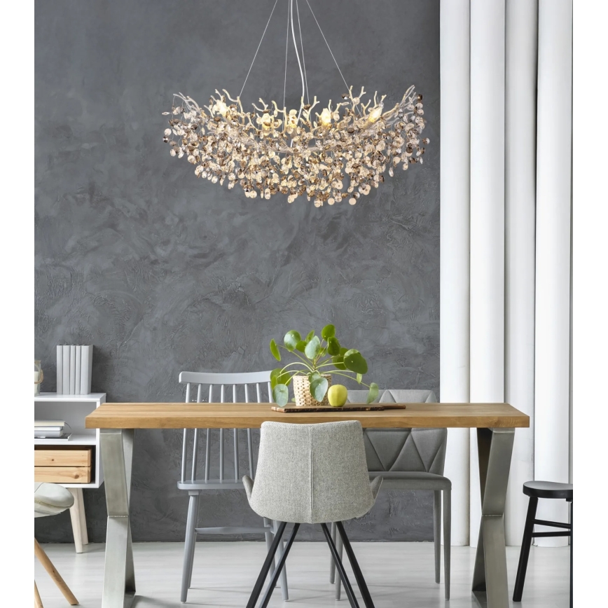 Globo - Lustre suspendu sur câbles 10xE14/40W/230V argenté