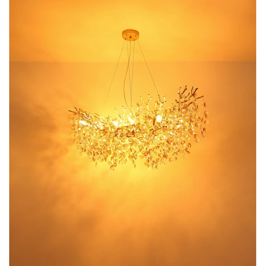 Globo - Suspension sur câble 16xE14/40W/230V dorée