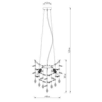 Globo - Suspension sur câble 4xE14/40W/230V argentée