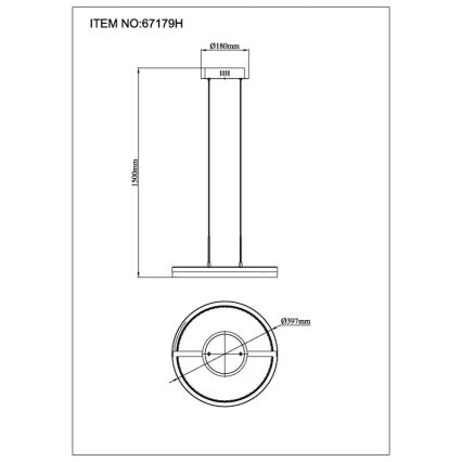 Globo - Suspension LED sur câble, 40 W, 230 V, 3000/4000/6000 K, Ø 39,7 cm