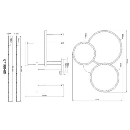 Globo - Suspension filaire à intensité variable LED/55W/230V 2700-6000K noir + Télécommande