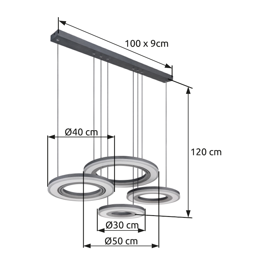 Globo - Suspension filaire à intensité variable LED/80W/230V 2700-6000K noir + Télécommande
