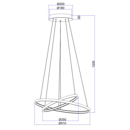 Globo - Suspension filaire à intensité variable 2xLED/21W/230V