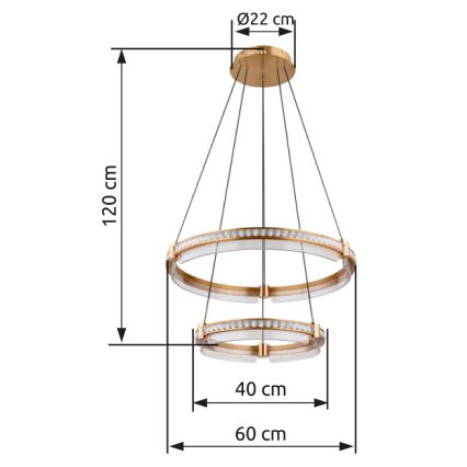 Globo - Suspension filaire en cristal à intensité variable LED/78W/230V 2700K-6000K + télécommande