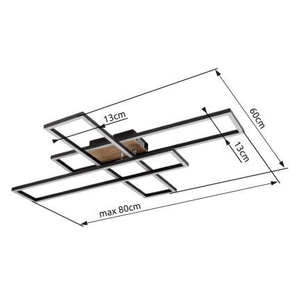 Globo - Plafonnier LED/40W/230V 3000K 60x80 cm noir