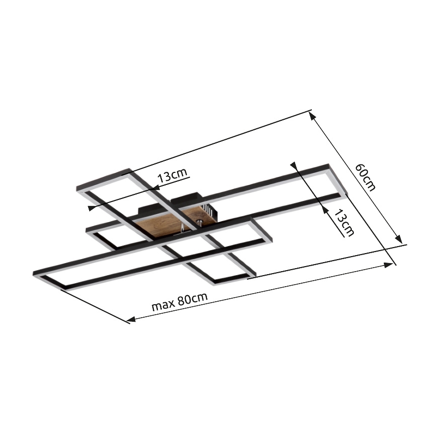 Globo - Plafonnier LED/40W/230V 3000K 60x80 cm noir
