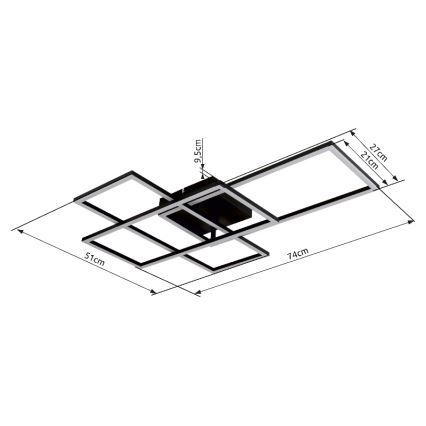 Globo - Plafonnier à intensité variable LED/40W/230V 2700-6500K 51x74 cm Wi-Fi Tuya + Télécommande