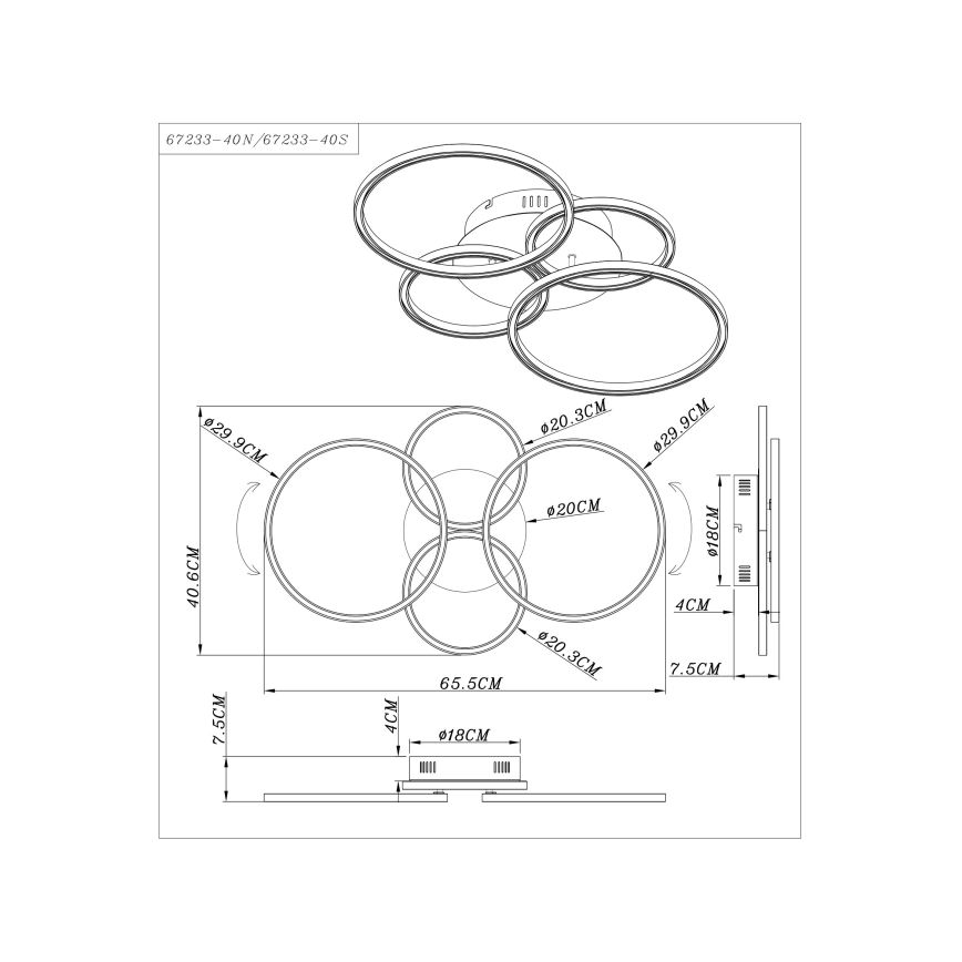 Globo - Lustre monté en surface LED/40W/230V
