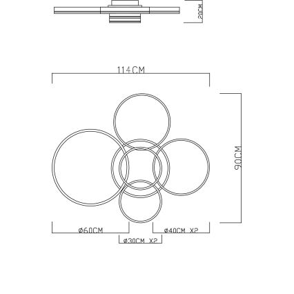 Globo - Plafonnier LED dimmable LED/120W/230V 2700-6000K 90x114 cm + télécommande