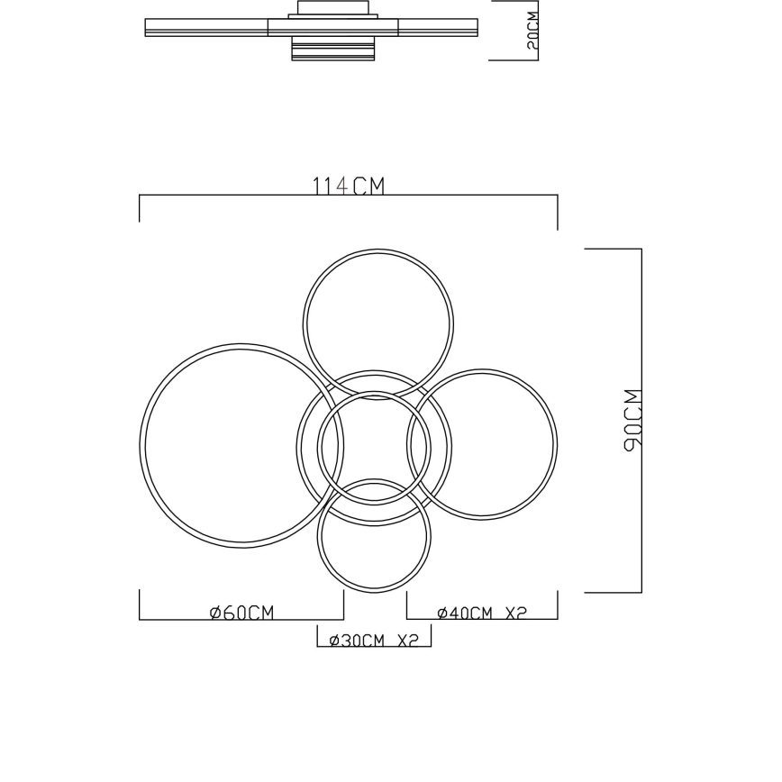 Globo - Plafonnier LED dimmable LED/120W/230V 2700-6000K 90x114 cm + télécommande