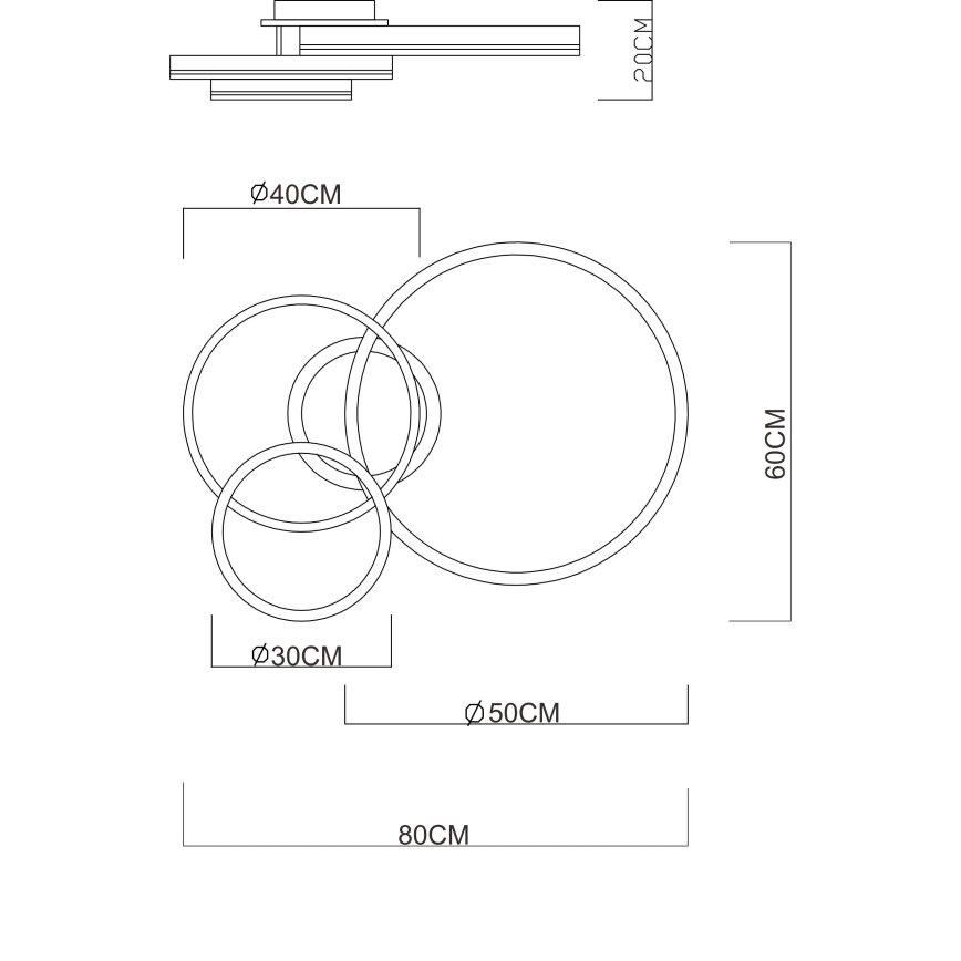 Globo - Plafonnier LED dimmable LED/72W/230V 2700-6000K 60x80 cm + télécommande