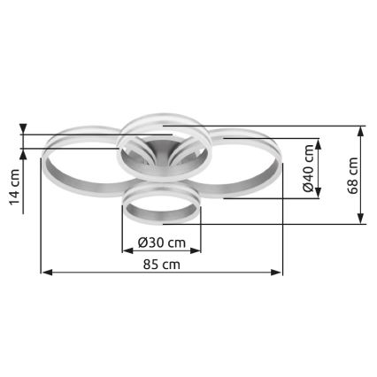 Globo - Plafonnier à intensité variable LED/90W/230V 2700-6000K 68x85 cm + Télécommande