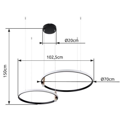 Globo - Suspension filaire à intensité variable LED/55W/230V 2700-6000K noir + Télécommande