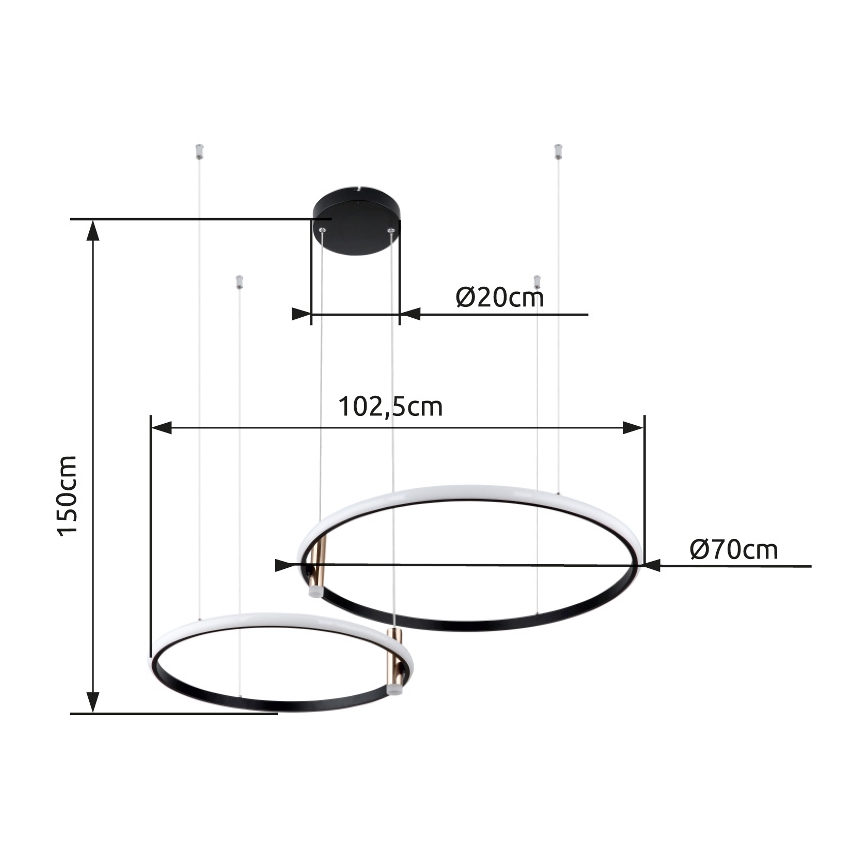 Globo - Suspension filaire à intensité variable LED/55W/230V 2700-6000K noir + Télécommande