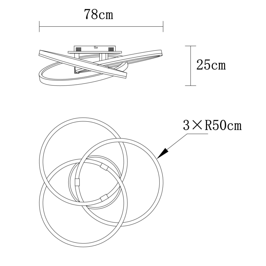 Globo - Plafonnier LED dimmable 75 W, 230 V, 2700–6000 K, Ø 78 cm + télécommande