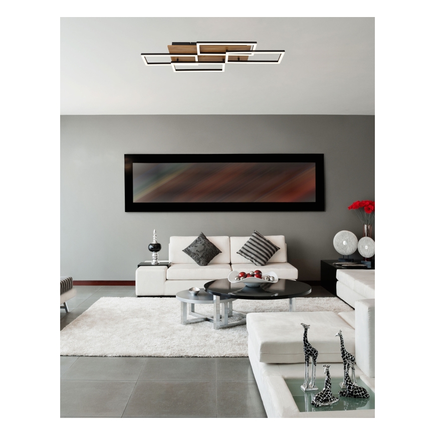 Globo - Plafonnier LED dimmable LED/40W/230V 2700-6500K 32,5 x 87,5 cm marron/noir + télécommande