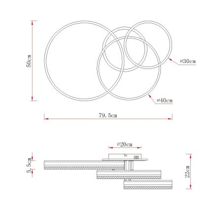 Globo - Plafonnier LED dimmable/72W/230V 2700-6000K argenté + télécommande