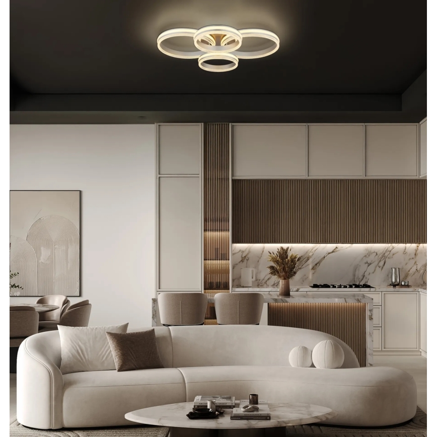 Globo - Plafonnier LED dimmable LED/90W/230V 2700-6000K argenté + télécommande