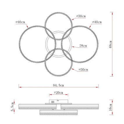 Globo - Plafonnier LED dimmable LED/90W/230V 2700-6000K argenté + télécommande