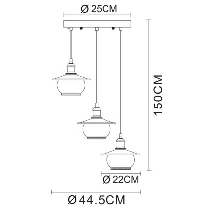 Globo 69030-3H - Suspension 3xE27/60W