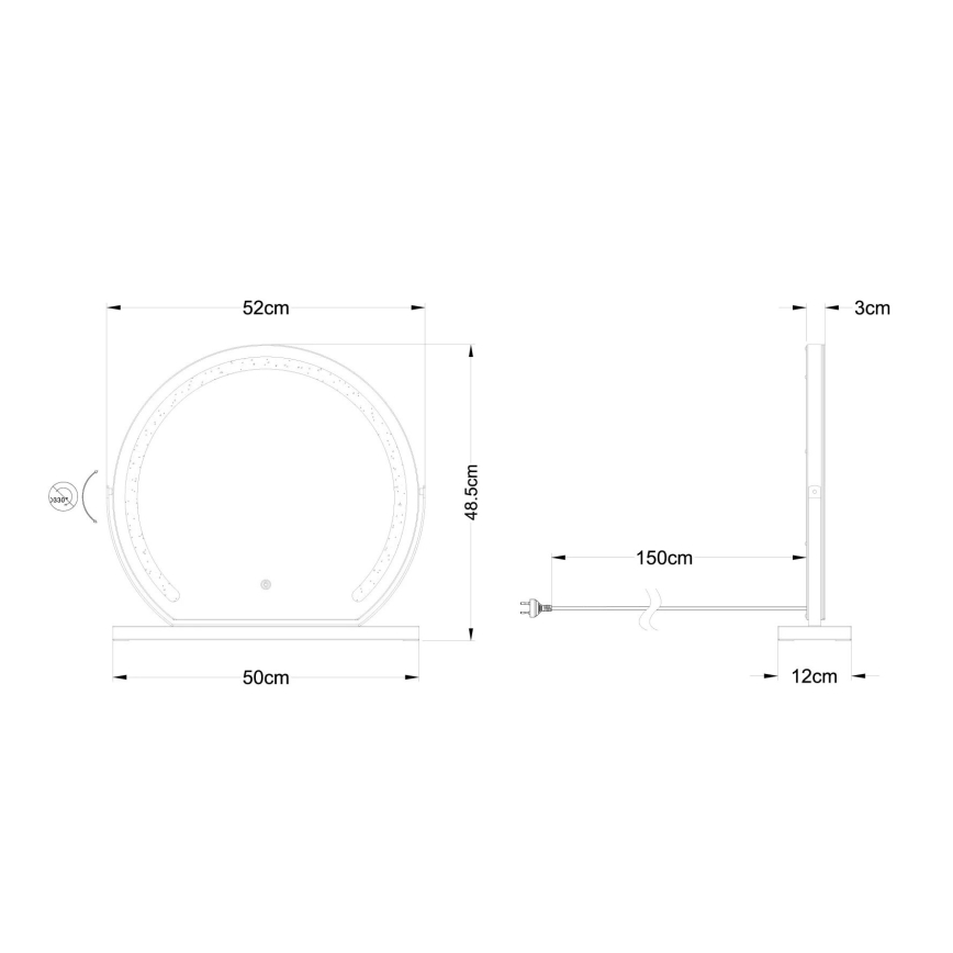 Globo - Miroir à intensité variable avec rétro-éclairage LED/10W/230V 2700/4000/6500K 12x48,5 cm