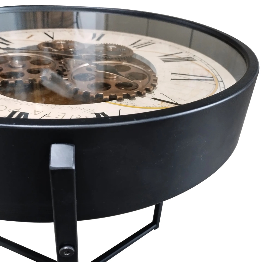 Globo - Table basse avec horloge intégrée Ø 49 cm, noire
