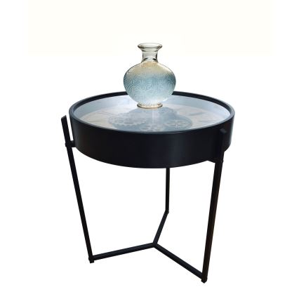 Globo - Table basse avec horloge intégrée Ø 49 cm, noire