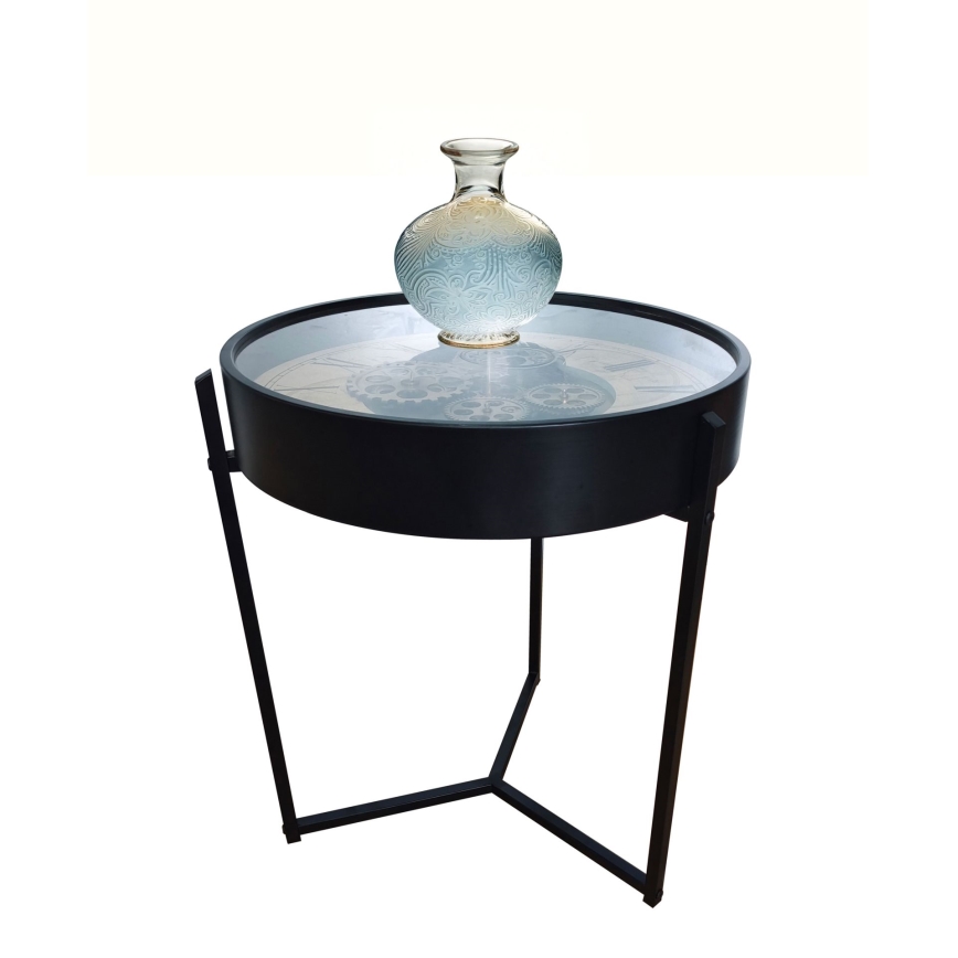 Globo - Table basse avec horloge intégrée Ø 49 cm, noire
