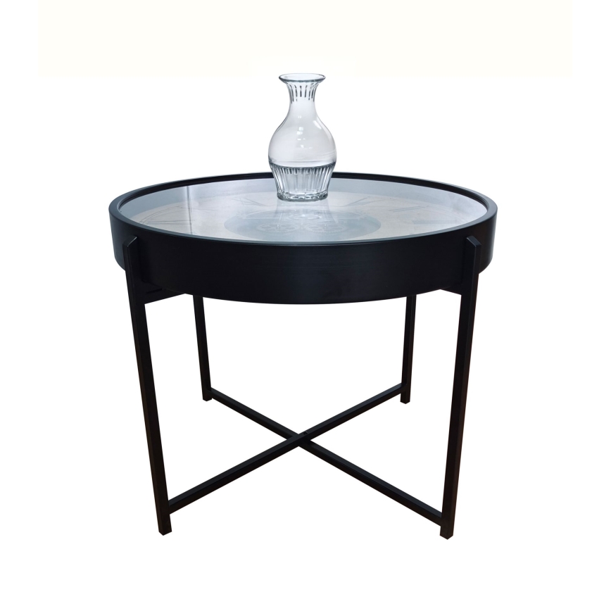 Globo - Table basse avec horloge Ø 71,5 cm, noire
