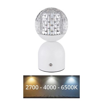 Globo - Lampe de table tactile à intensité variable LED/2,5W/3,7V 2700/4000/65000K 1800 mAh USB blanc