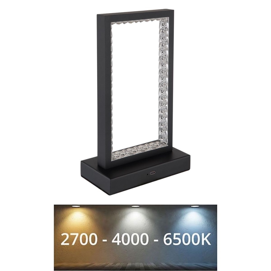 Globo - Lampe de table tactile à intensité variable LED/3W/3,7V 2700K/4000K/6500K 1800 mAh USB noir