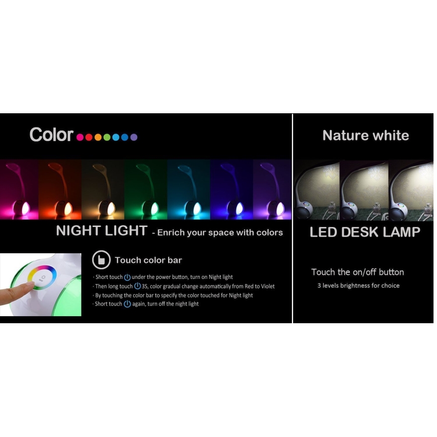 Globo - LED RGBW Lampe de table tactile à intensité variable LED/6W/230V