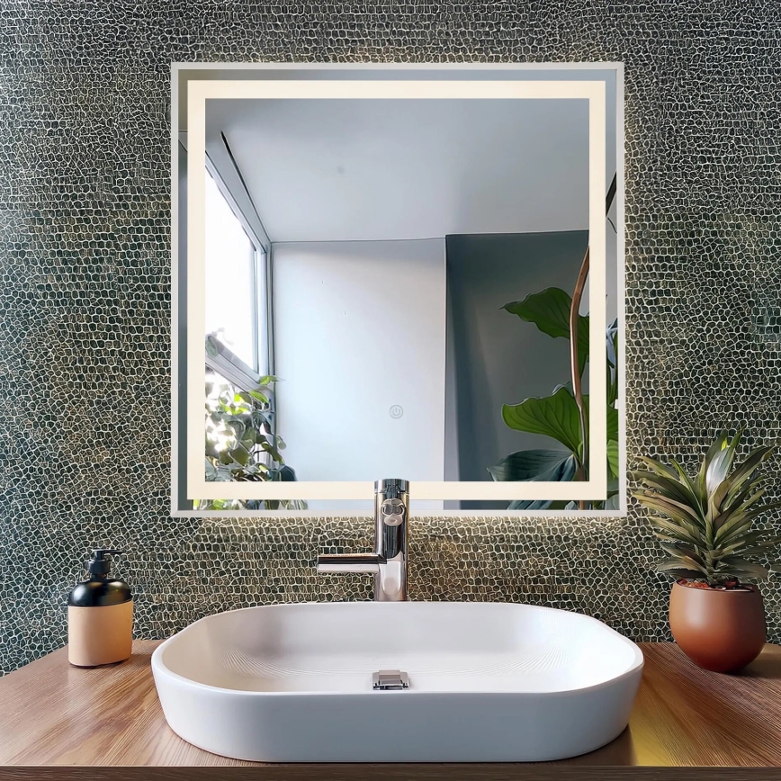 Globo - Miroir à intensité variable avec rétro-éclairage LED/10W/230V 50x50 cm