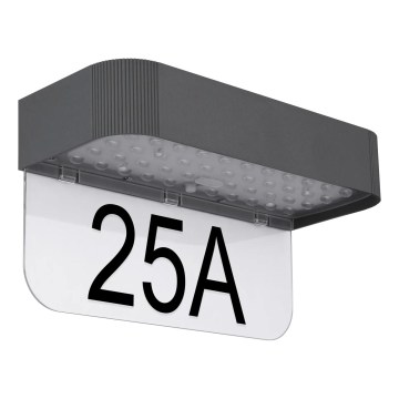 Globo - Numéro de maison solaire à LED, 6 W, 3,7 V, IP54, 1800 mAh