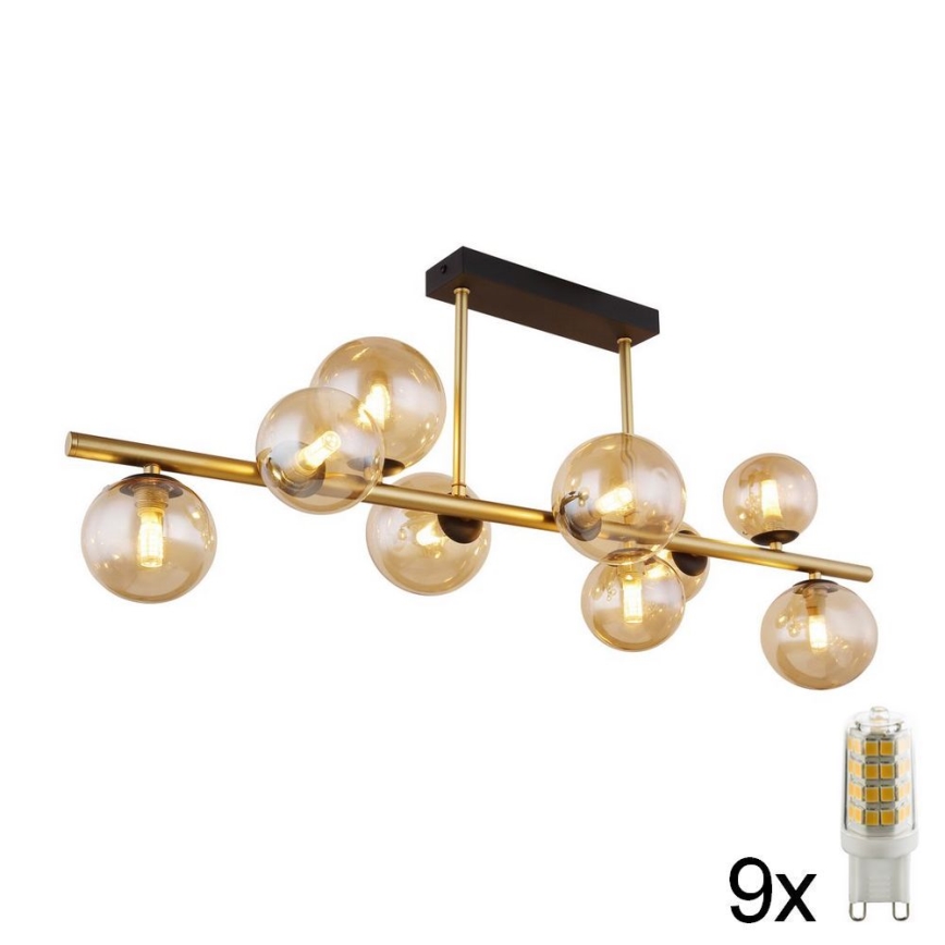 Globo - Suspension-barre LED 9xG9/3W/230V laiton