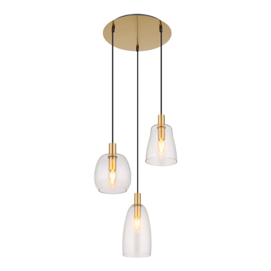 Globo - Suspension filaire 3xE14/40W/230V d. 43 cm laiton