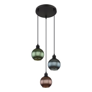 Globo - Suspension filaire 3xE27/25W/230V d. 36 cm cuivre/vert/bleu