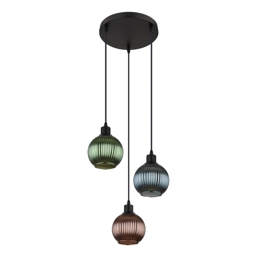 Globo - Suspension filaire 3xE27/25W/230V d. 36 cm cuivre/vert/bleu