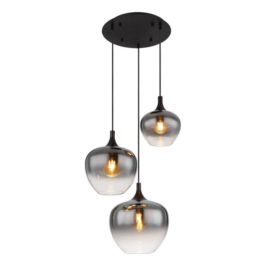 Globo - Suspension filaire 3xE27/40W/230V d. 48 cm noir