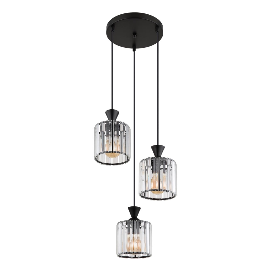 Globo - Suspension filaire 3xE27/60W/230V d. 32 cm noir