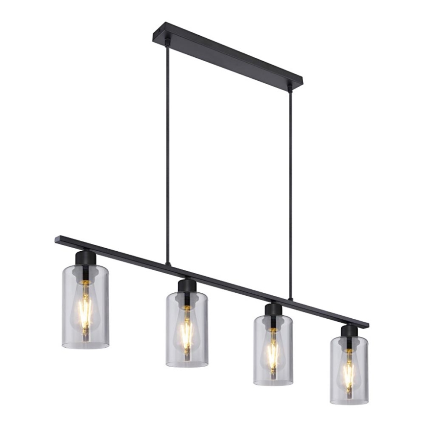 Globo - Suspension filaire 4xE27/60W/230V noir