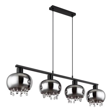 Globo - Suspension filaire 4xE27/9W/230V noir