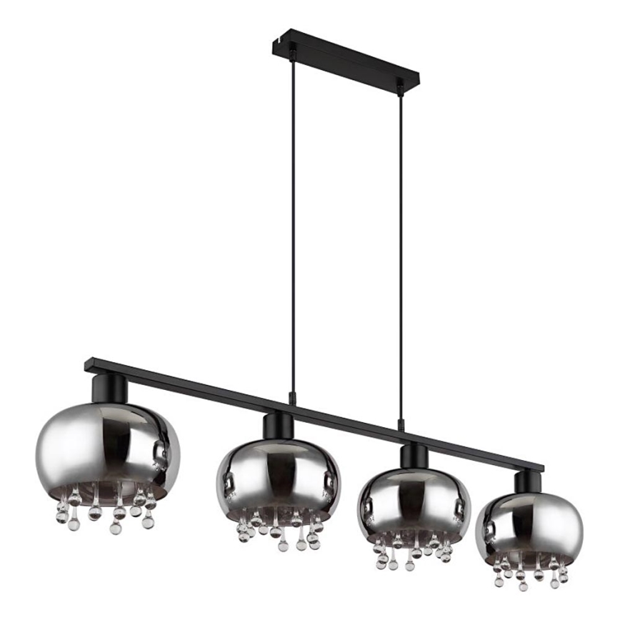 Globo - Suspension filaire 4xE27/9W/230V noir