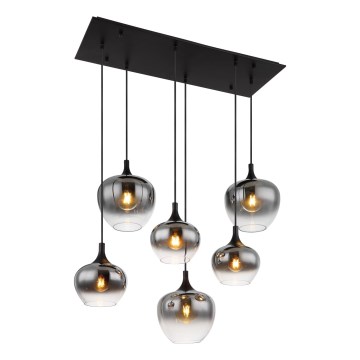 Globo - Suspension filaire 6xE27/40W/230V noir